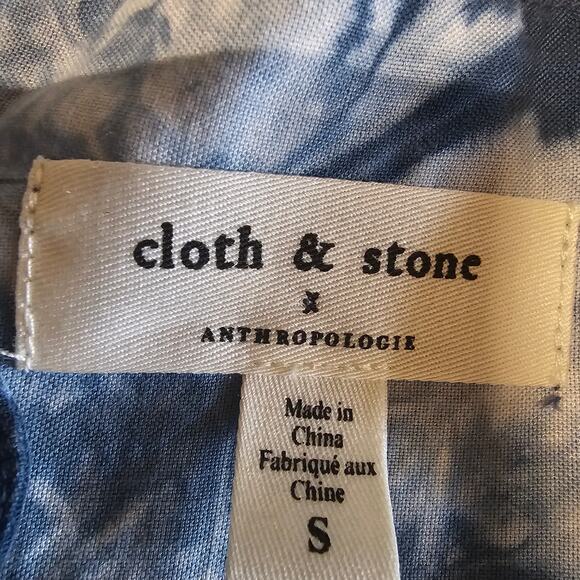 Anthropologie cloth & stone Button Tie Dye Blue Blouse Women's Size S 3364 - Picture 3 of 7